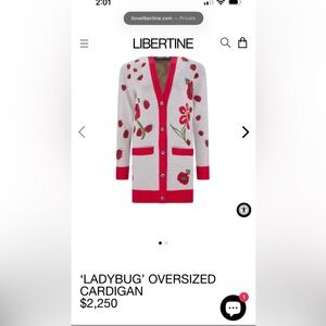 LIBERTINE Ladybug Oversized Cardigan euc